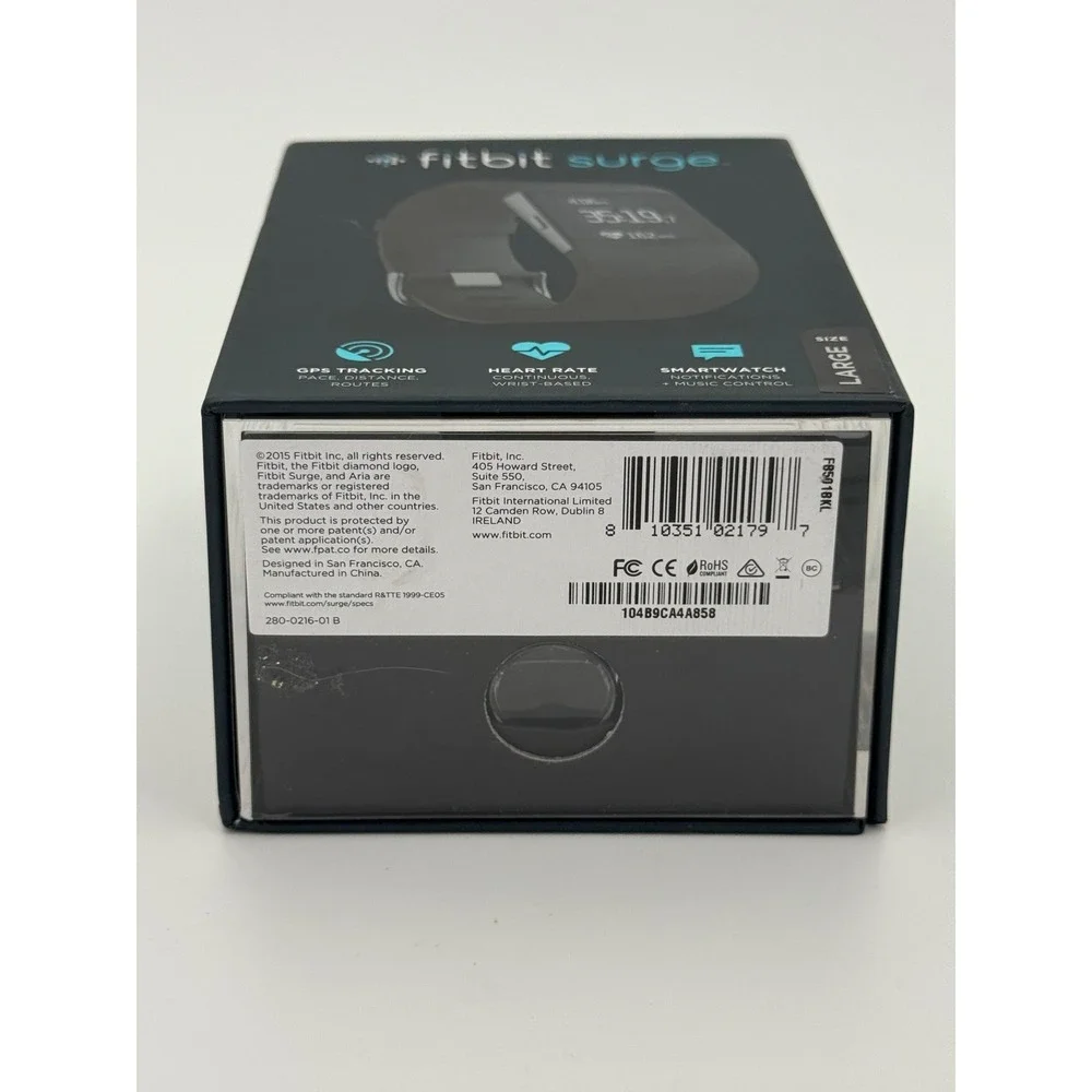 Fitbit Surge Fitness Superwatch Black Size Large GPS Heart Rate FB501BKL New